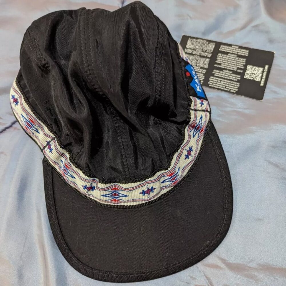 KAVU Trailrunner Black Strap Cap Nylon Hat Unisex Made In USA Size S NEW!
